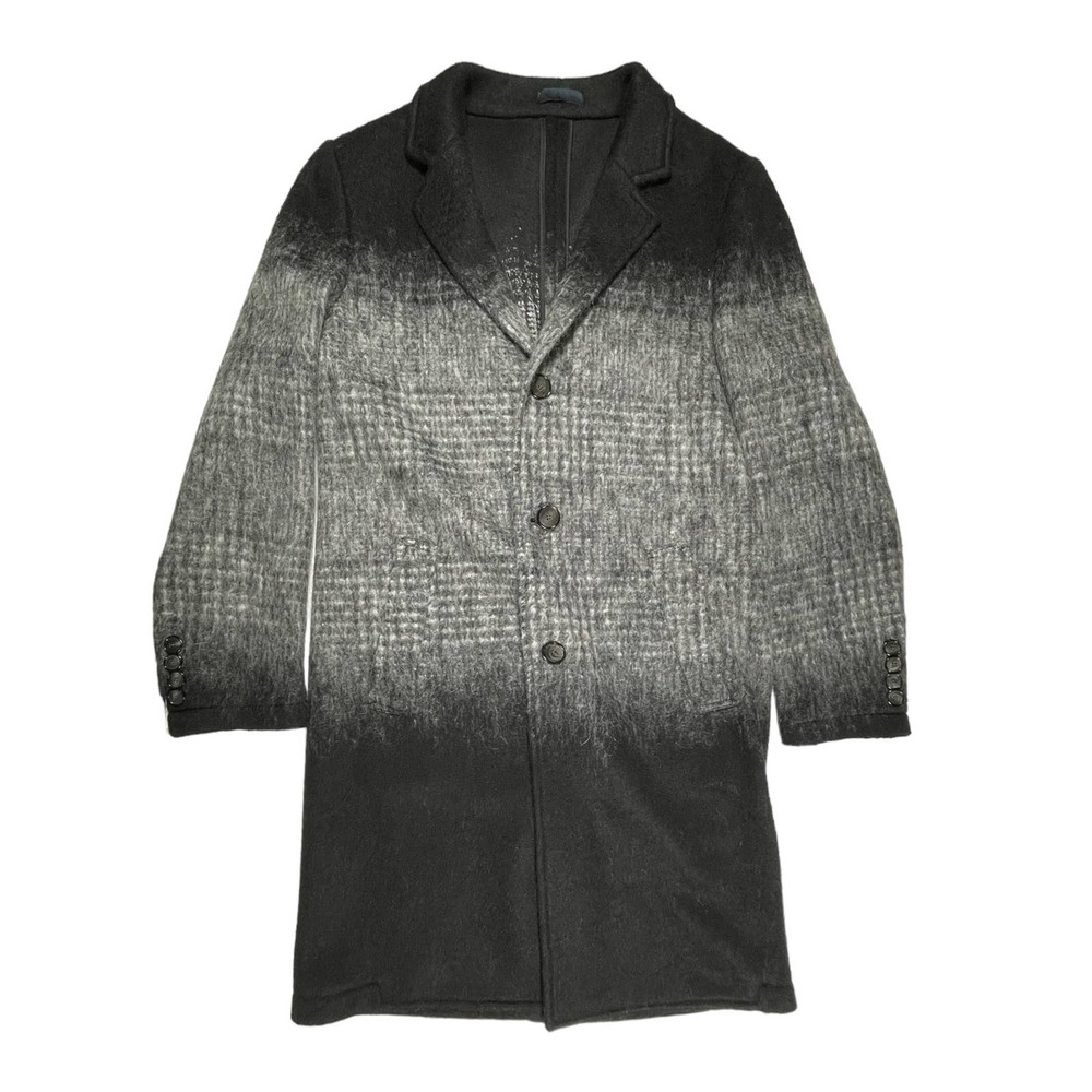 Futuro Black to Gray Ombre Wool Blend Overcoat